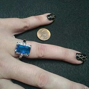 Sapphire Crystal Ring 9 silver filled